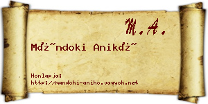 Mándoki Anikó névjegykártya